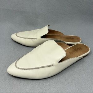 Madewell Mules Women 7.5 Frances Skimmer White Leather Pointed Toe Flats